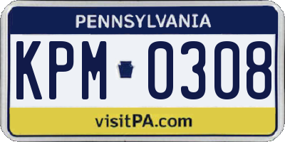 PA license plate KPM0308