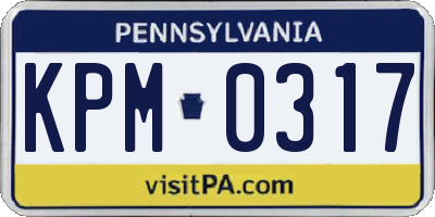 PA license plate KPM0317