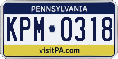 PA license plate KPM0318