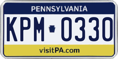 PA license plate KPM0330