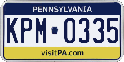 PA license plate KPM0335