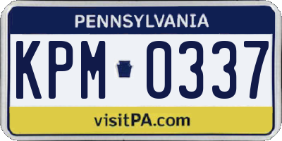 PA license plate KPM0337