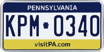 PA license plate KPM0340