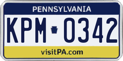 PA license plate KPM0342