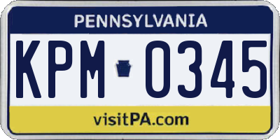 PA license plate KPM0345