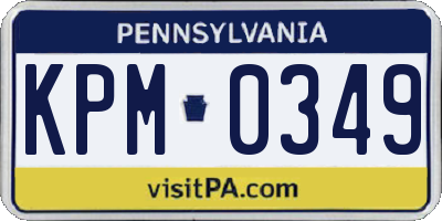 PA license plate KPM0349