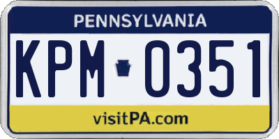 PA license plate KPM0351