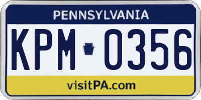 PA license plate KPM0356