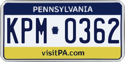 PA license plate KPM0362