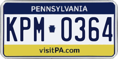 PA license plate KPM0364