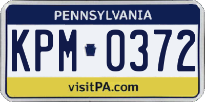 PA license plate KPM0372