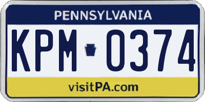 PA license plate KPM0374
