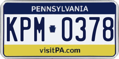 PA license plate KPM0378