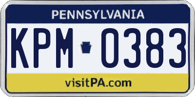 PA license plate KPM0383