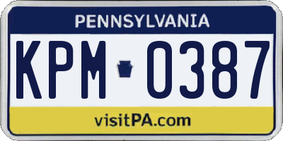 PA license plate KPM0387