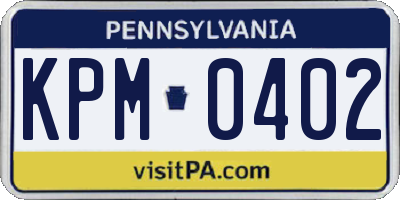 PA license plate KPM0402