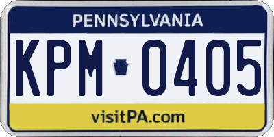 PA license plate KPM0405