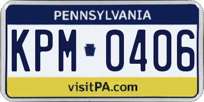 PA license plate KPM0406