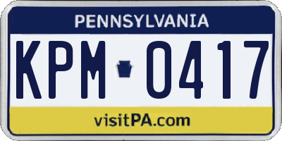 PA license plate KPM0417