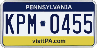 PA license plate KPM0455