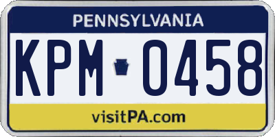PA license plate KPM0458