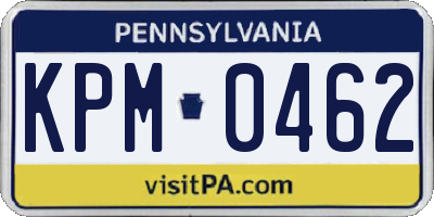 PA license plate KPM0462