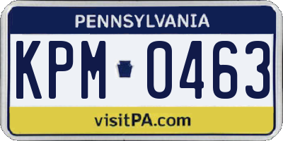 PA license plate KPM0463