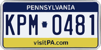 PA license plate KPM0481