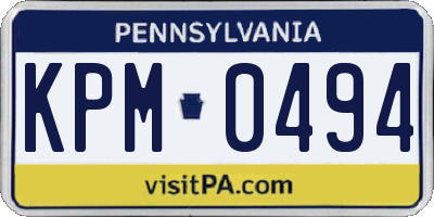 PA license plate KPM0494