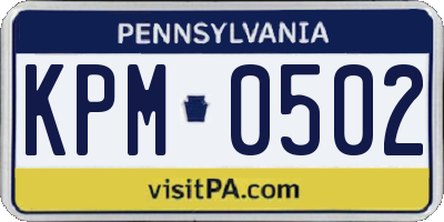 PA license plate KPM0502