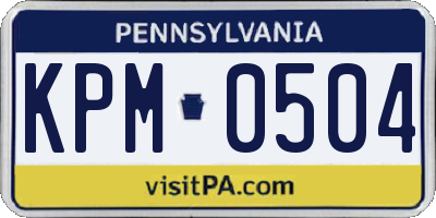 PA license plate KPM0504