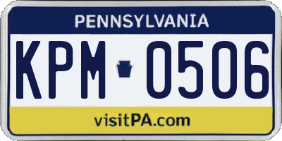 PA license plate KPM0506
