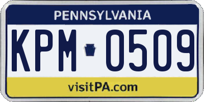 PA license plate KPM0509