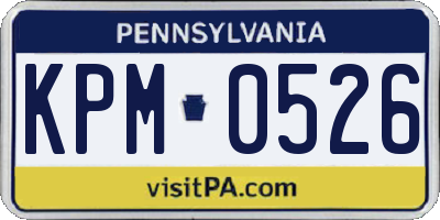 PA license plate KPM0526