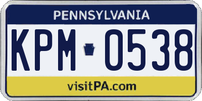 PA license plate KPM0538