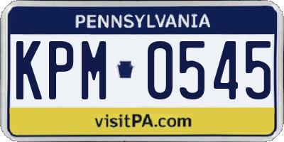 PA license plate KPM0545