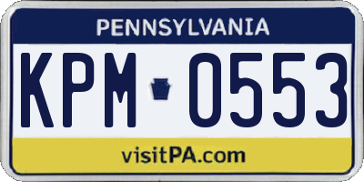 PA license plate KPM0553