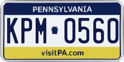PA license plate KPM0560
