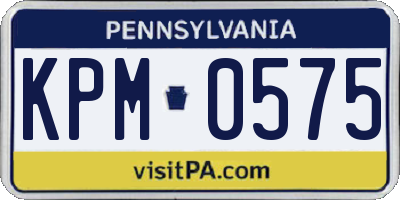 PA license plate KPM0575