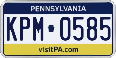 PA license plate KPM0585