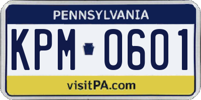 PA license plate KPM0601