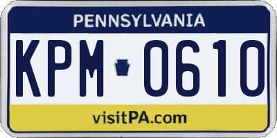 PA license plate KPM0610