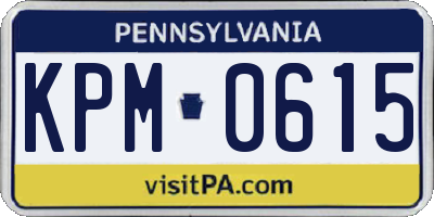 PA license plate KPM0615