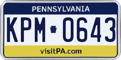 PA license plate KPM0643