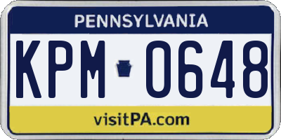 PA license plate KPM0648