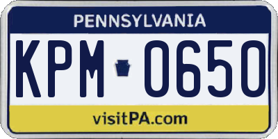 PA license plate KPM0650