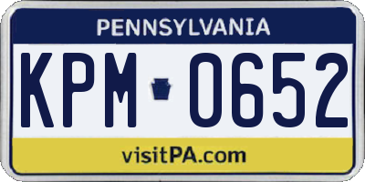 PA license plate KPM0652