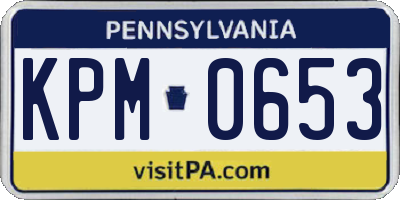 PA license plate KPM0653