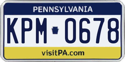 PA license plate KPM0678