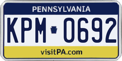 PA license plate KPM0692